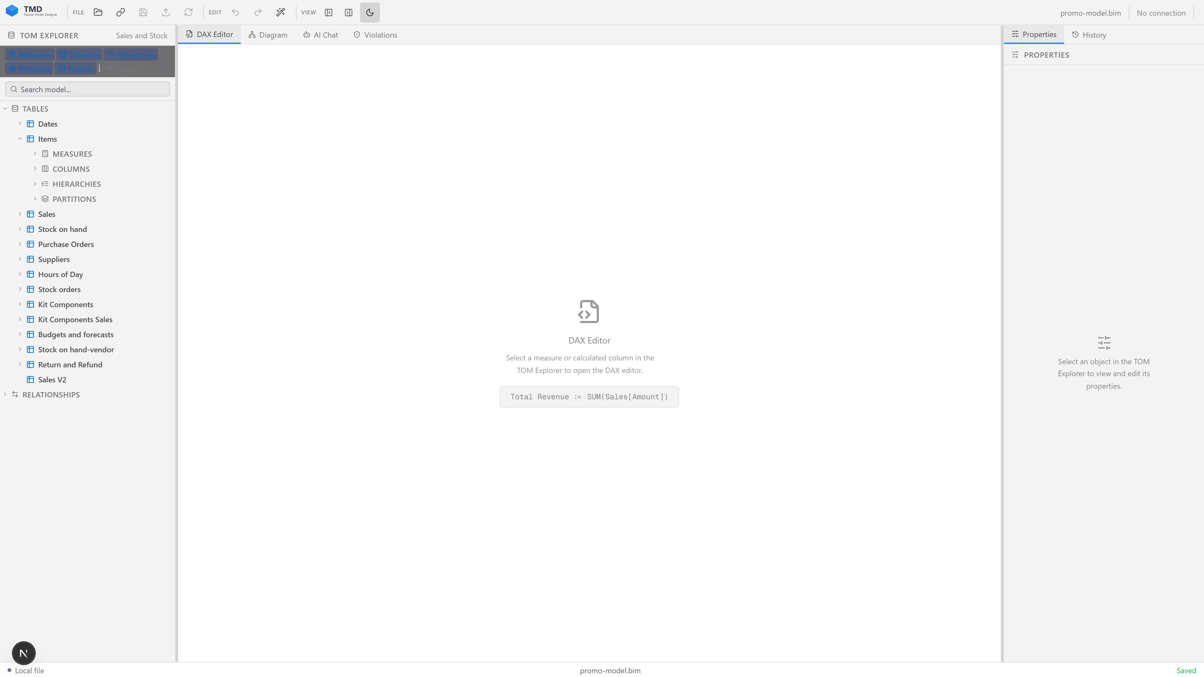 Light theme variant of the TMD editor